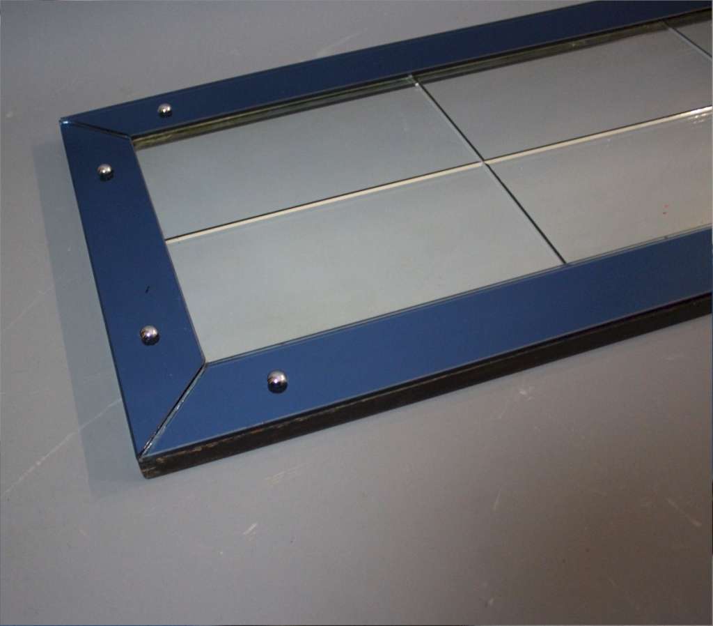 Art Deco blue framed mirror