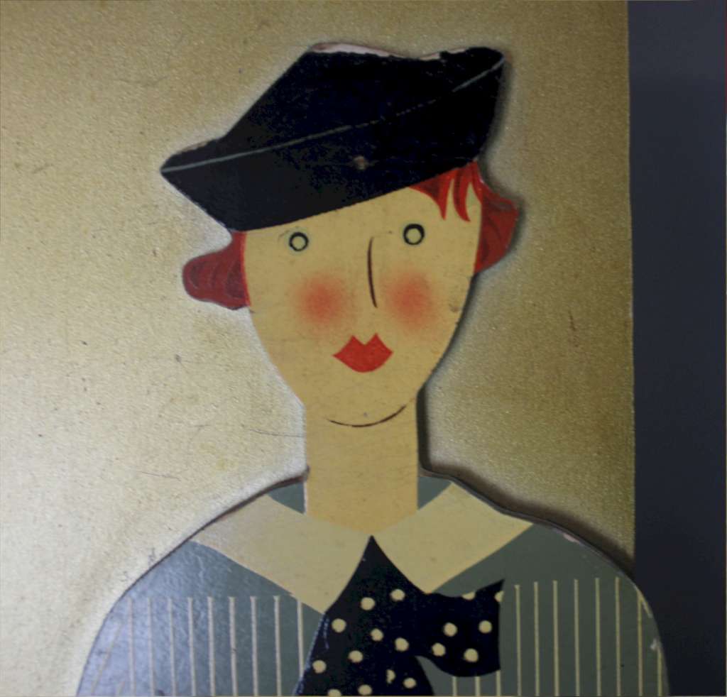 Art Deco painted wood advertising signs for 'Bondor' stockings