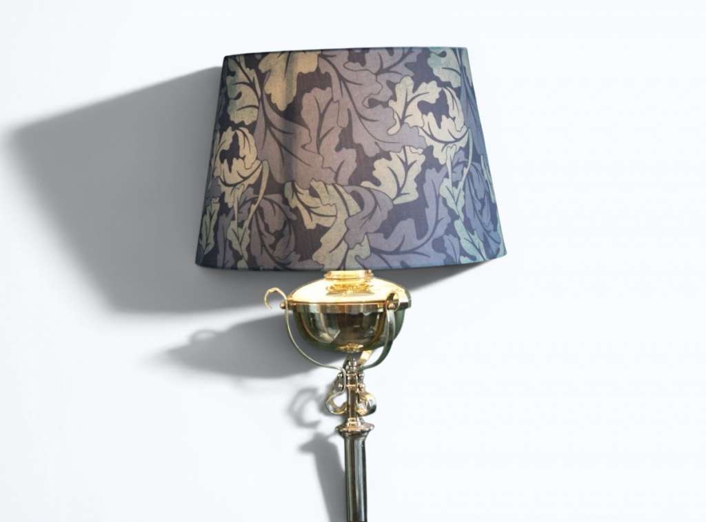Victorian brass standard lamp in the manner of Hinks and Benson