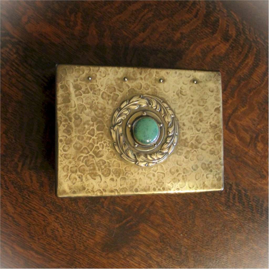 Arts and Crafts casket with inset Ruskin roundel