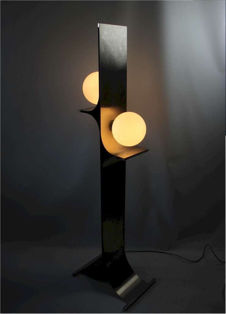 1970's brushed steel floor lamp