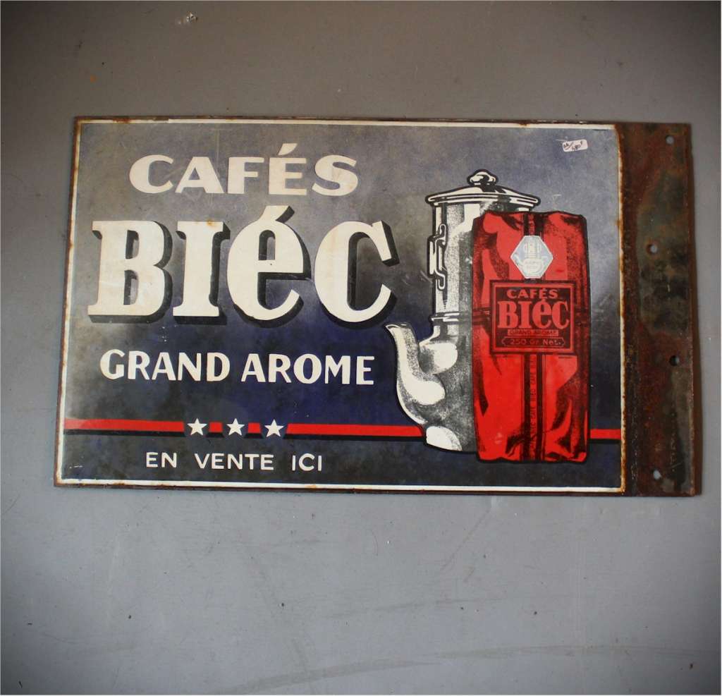 Cafe Biec enamel advertising sign