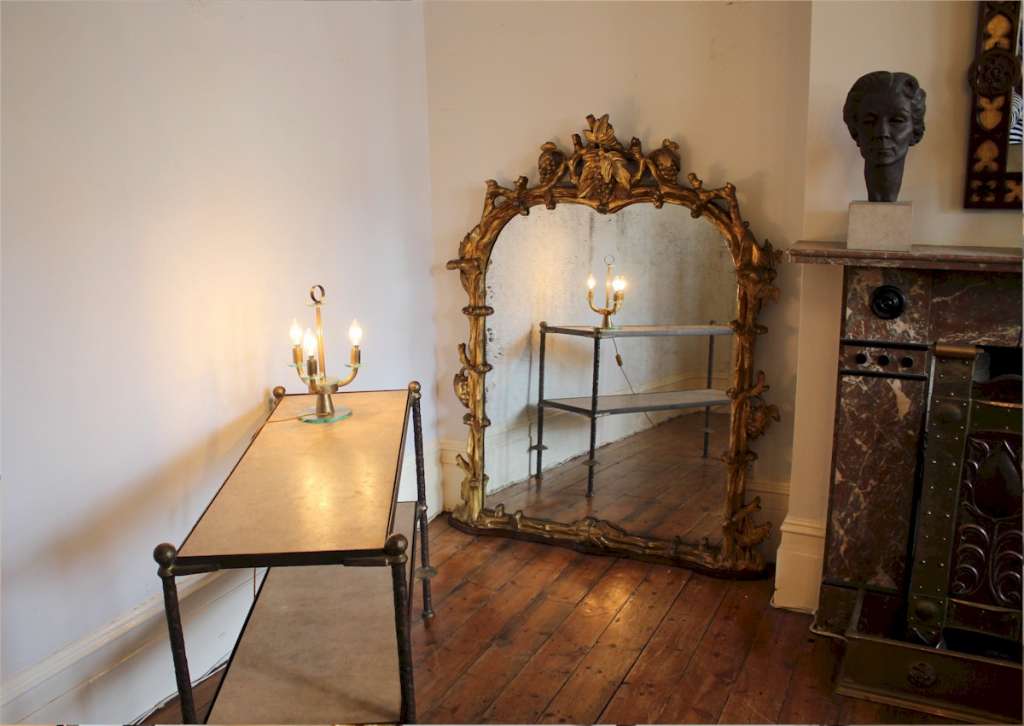 Fabulous English antique carved gilt mirror with vines c1890