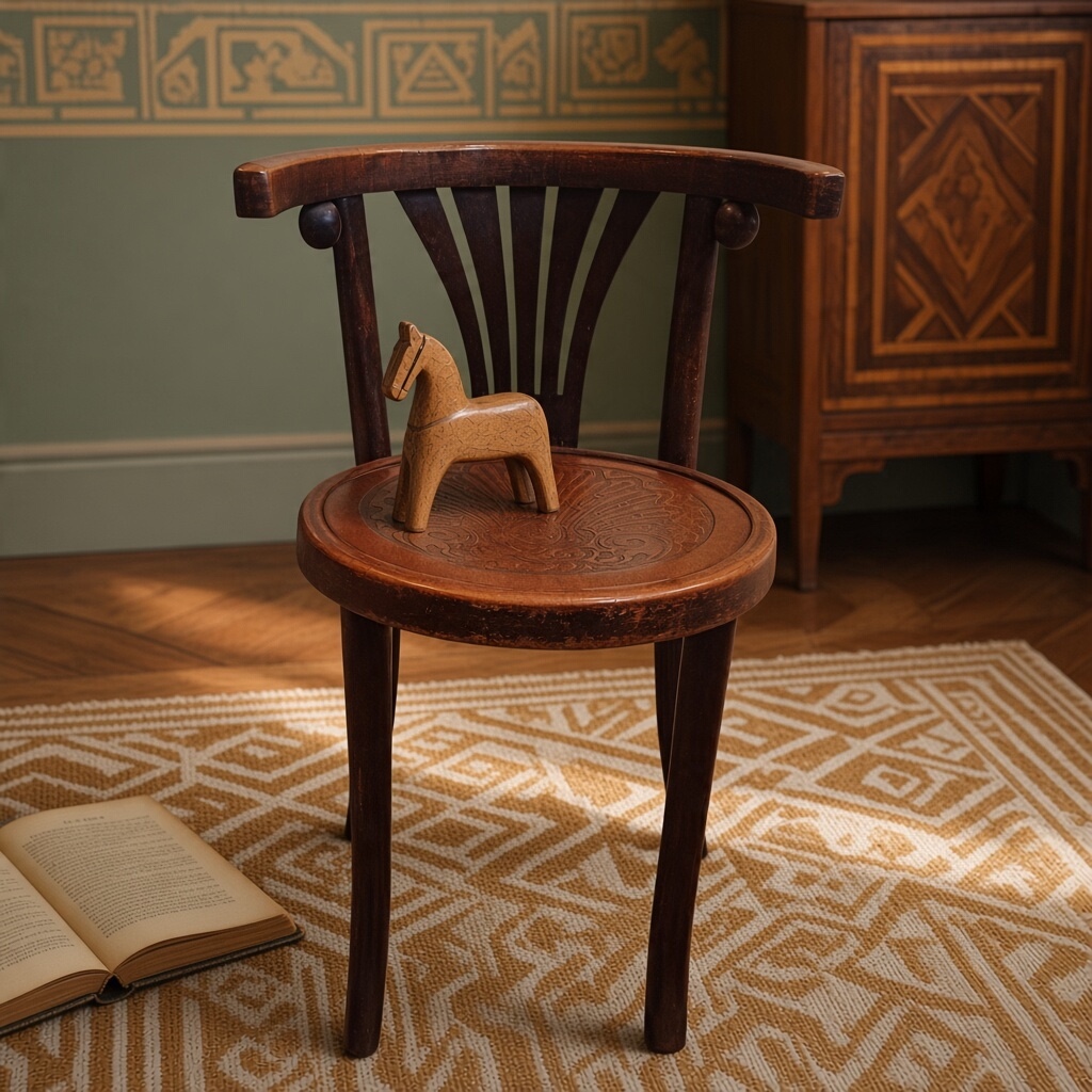 A Bentwood Childs chair with curved back