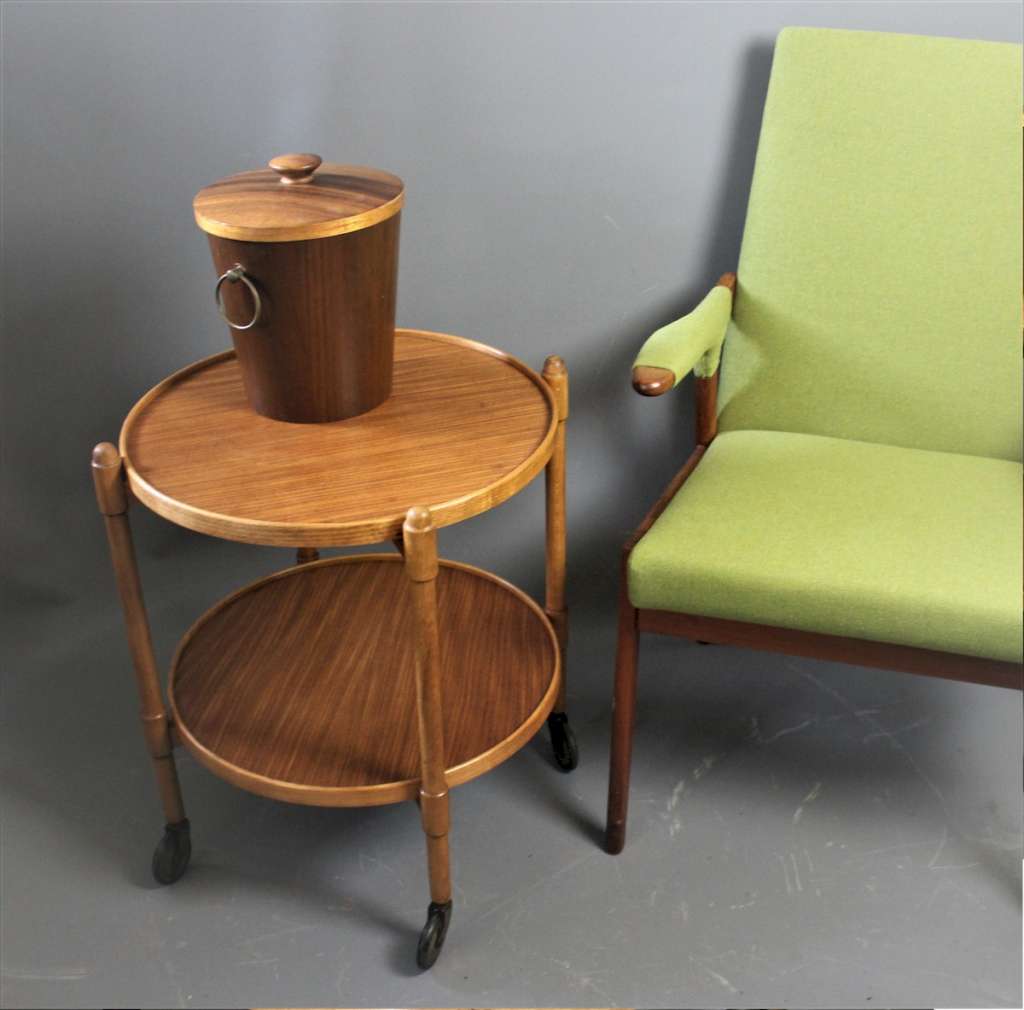 Mid-Century circular Teak serving trolley,