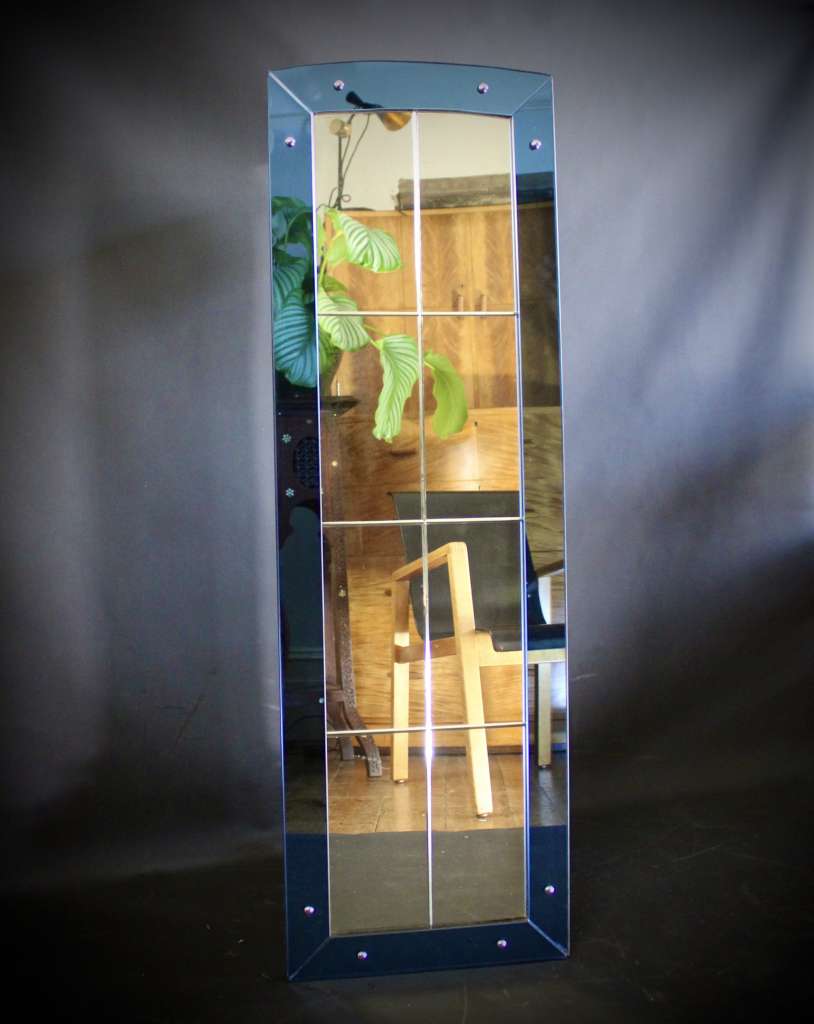 Art Deco Cobalt Blue framed wall mirror