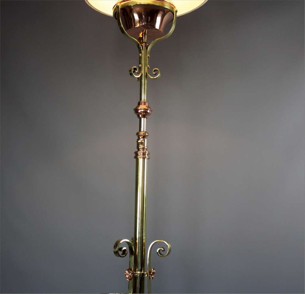 Victorian copper and brass floor lamp