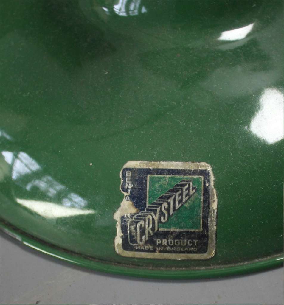 Crysteel iconic green enamel factory lamp shade by Benjamin