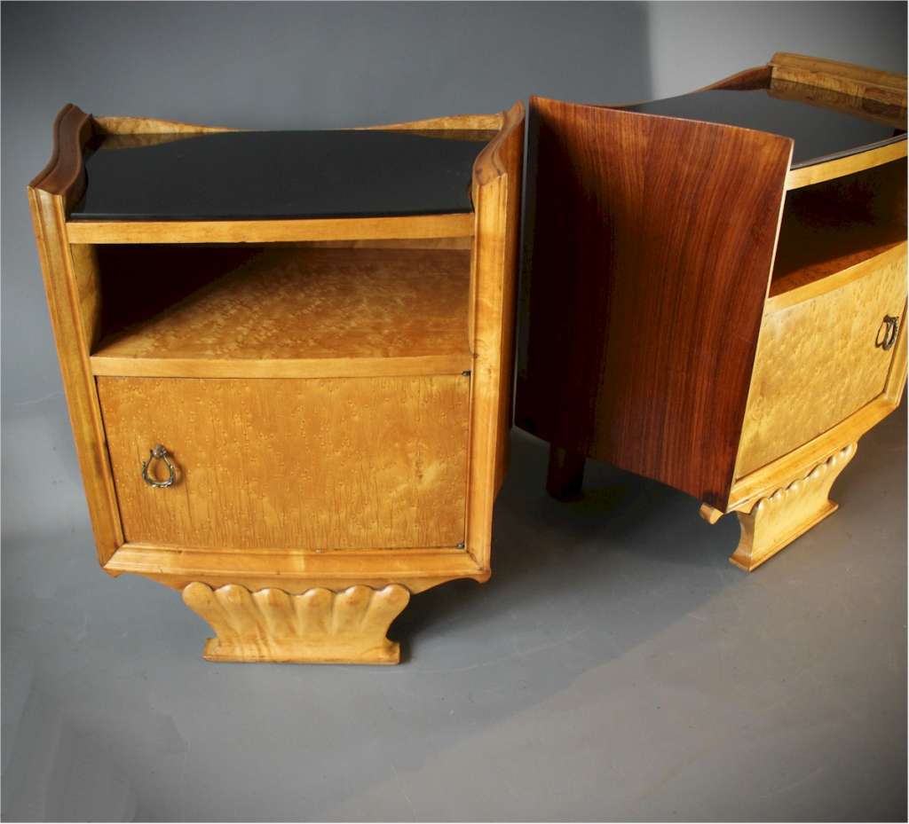 Pair of Art Deco Maple bedside cabinets