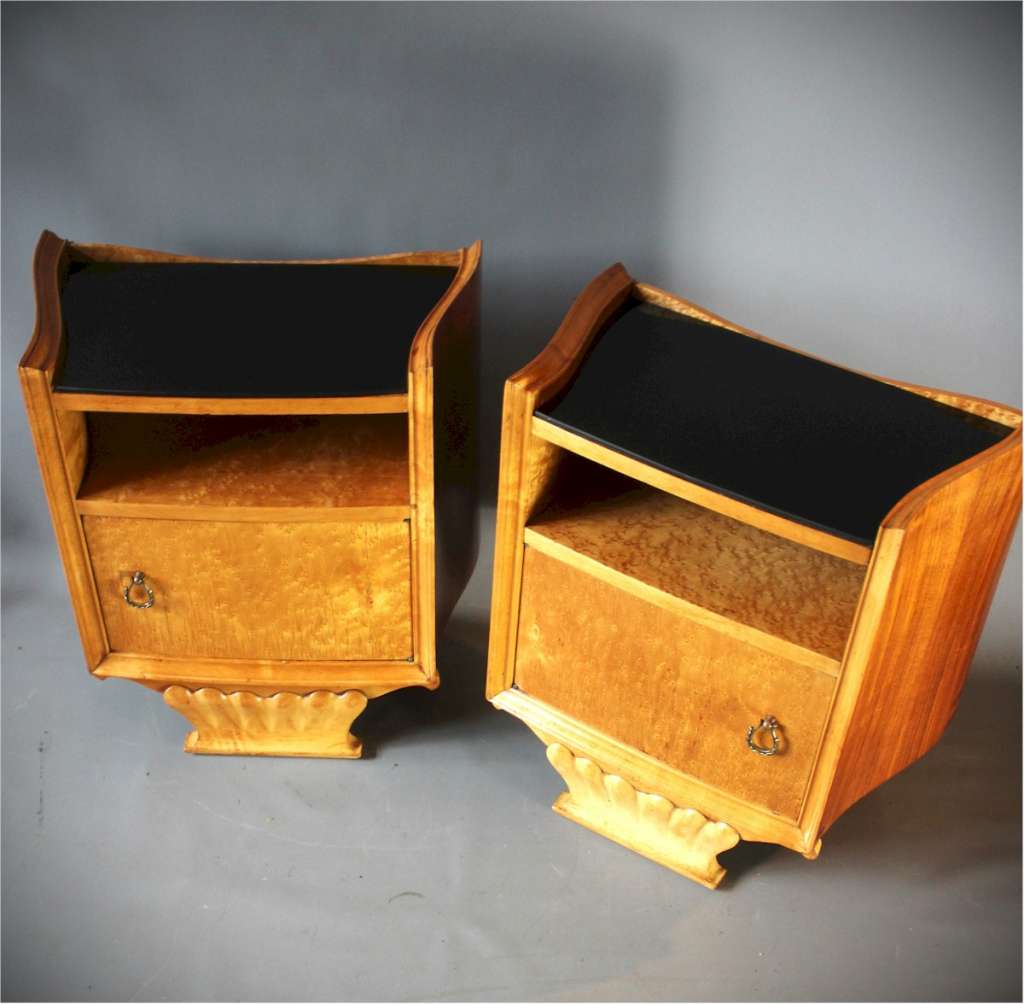 Pair of Art Deco Maple bedside cabinets