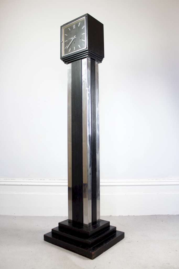 Art Deco grandmother clock in black and chrome c1930's