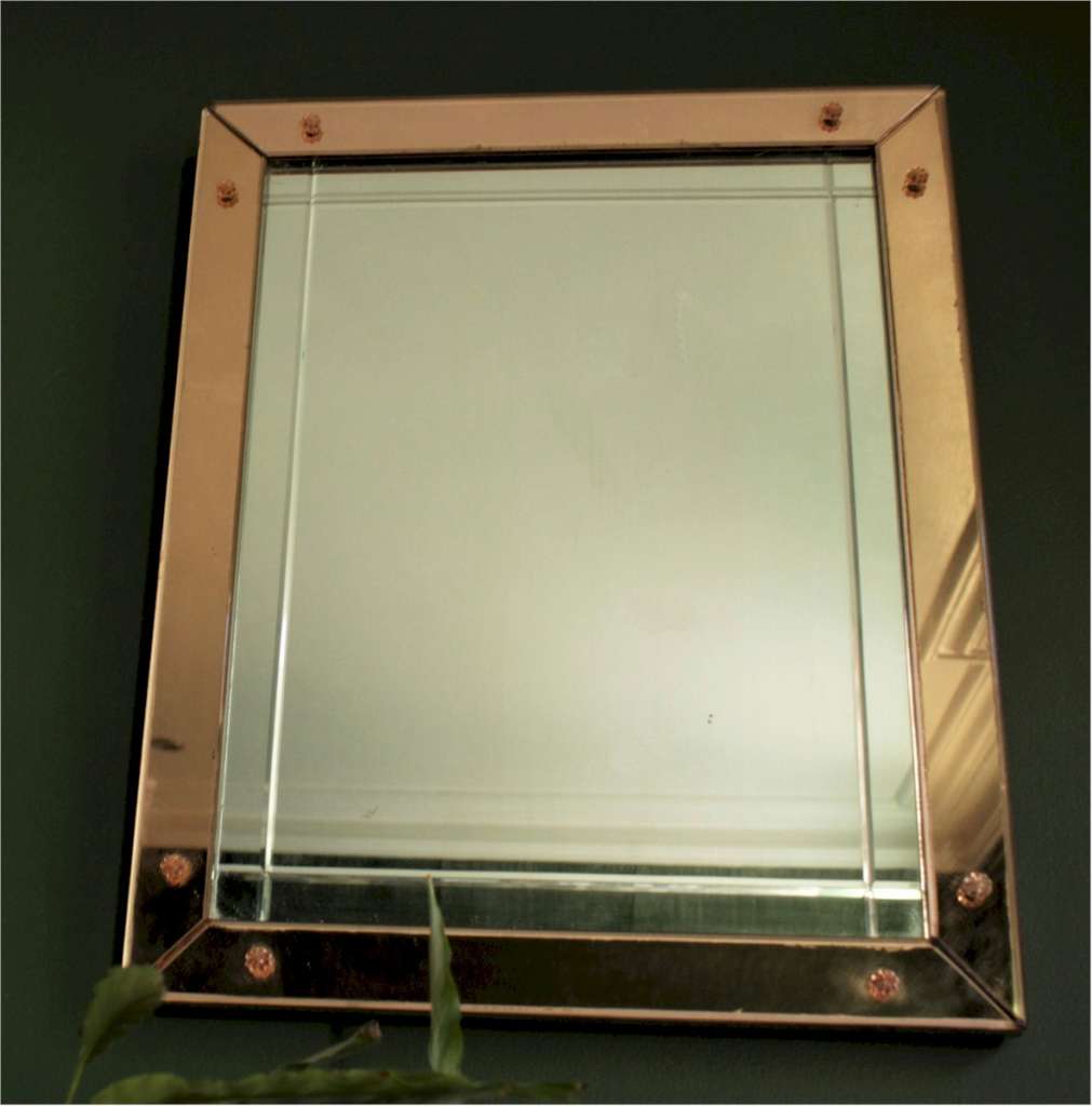  Art Deco peach framed mirror