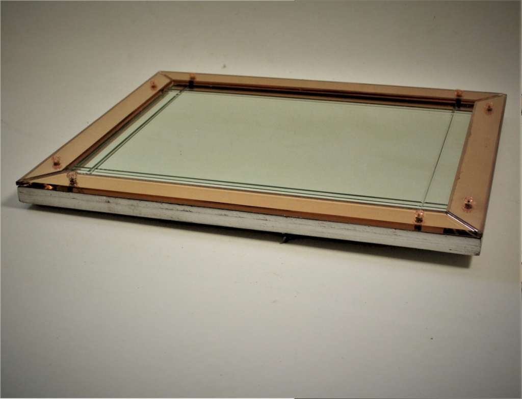  Art Deco peach framed mirror