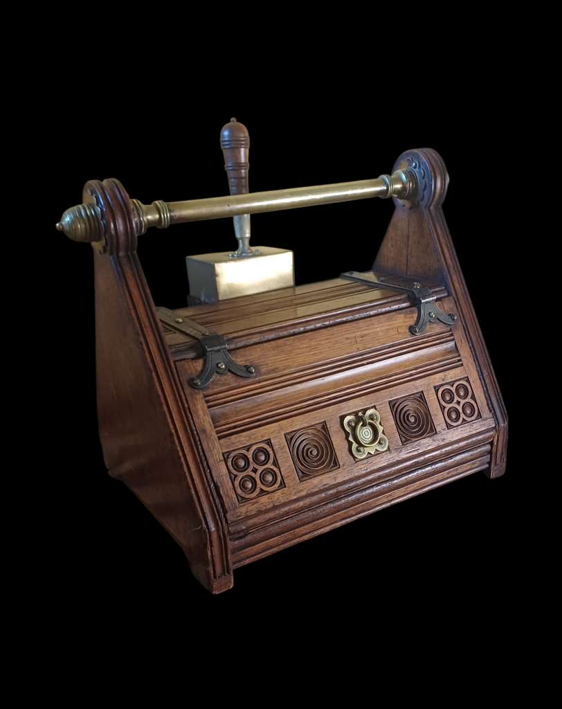 Christopher Dresser oak fireside scuttle