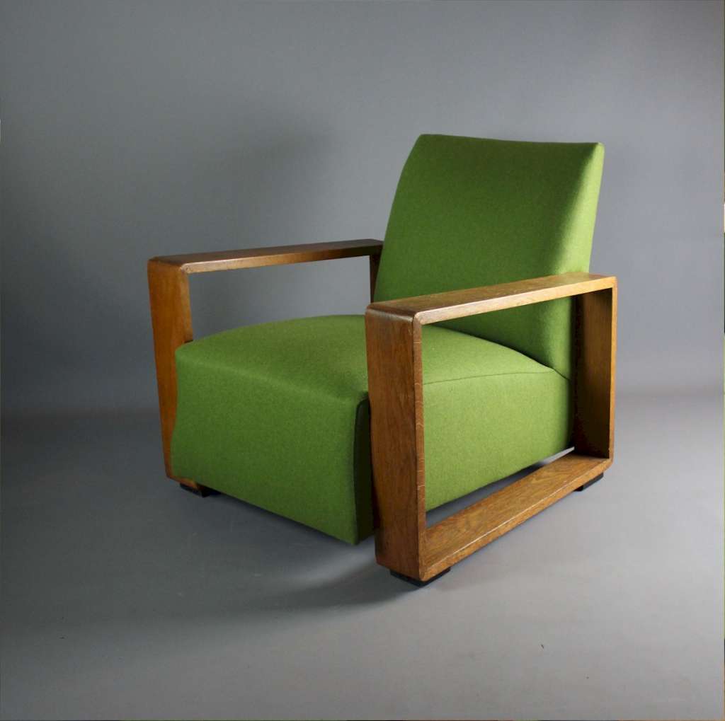 Stylish 1930's oak framed armchair