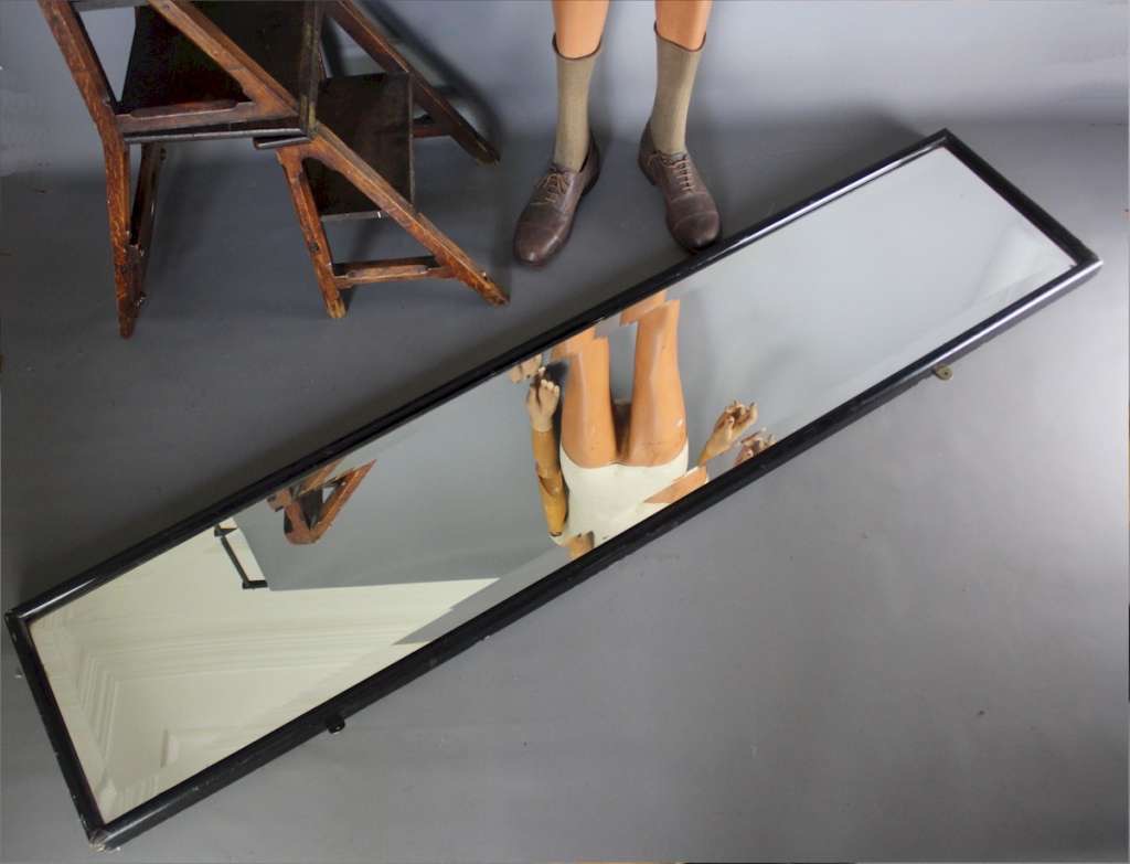 Victorian Antique Ebonised Shop Fitters Mirror