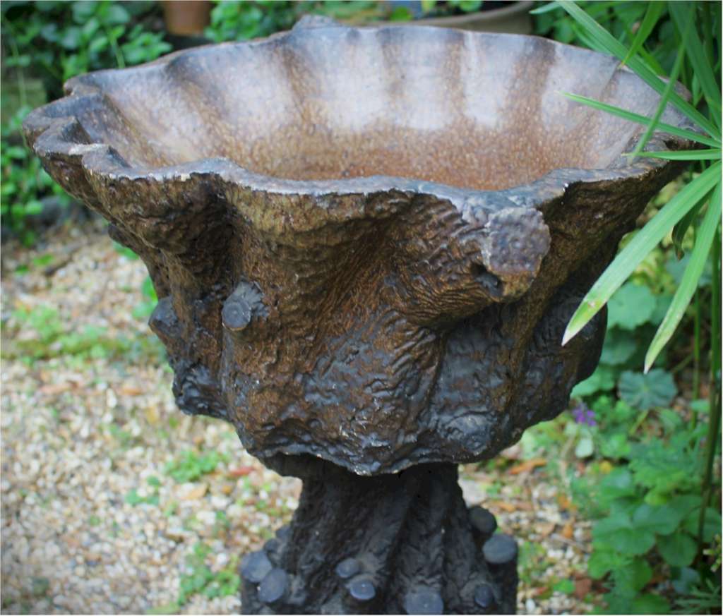 Salt Glazed Faux Bois Planter