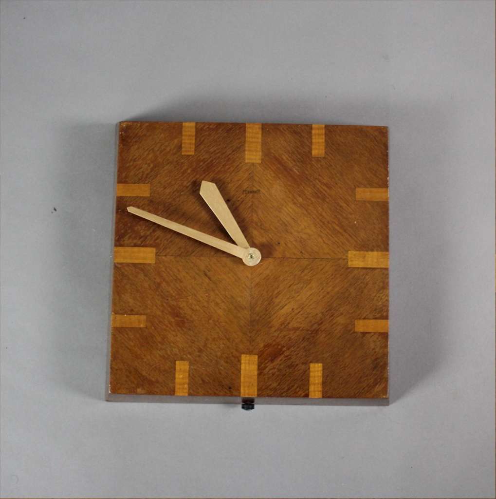 Art Deco wall clock by Ferranti with quartered walnut veneered face