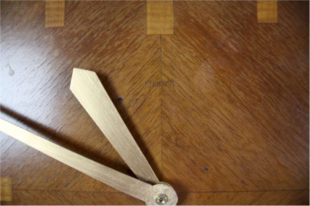 Art Deco wall clock by Ferranti with quartered walnut veneered face