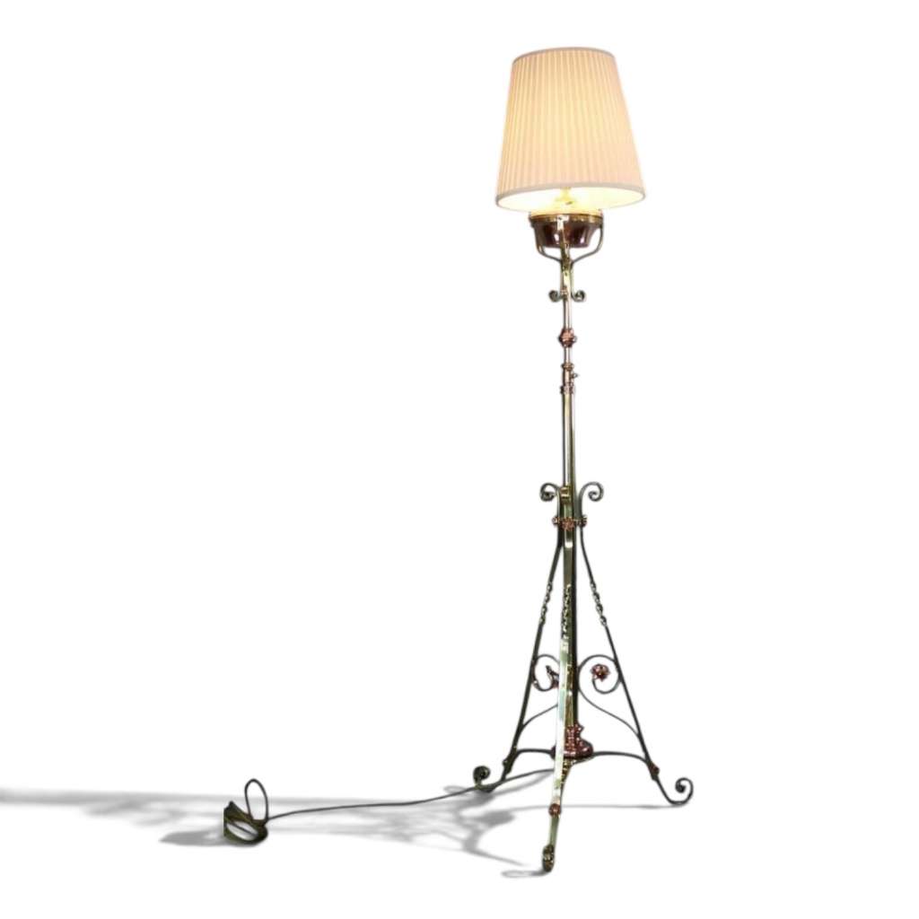 Victorian copper and brass floor lamp