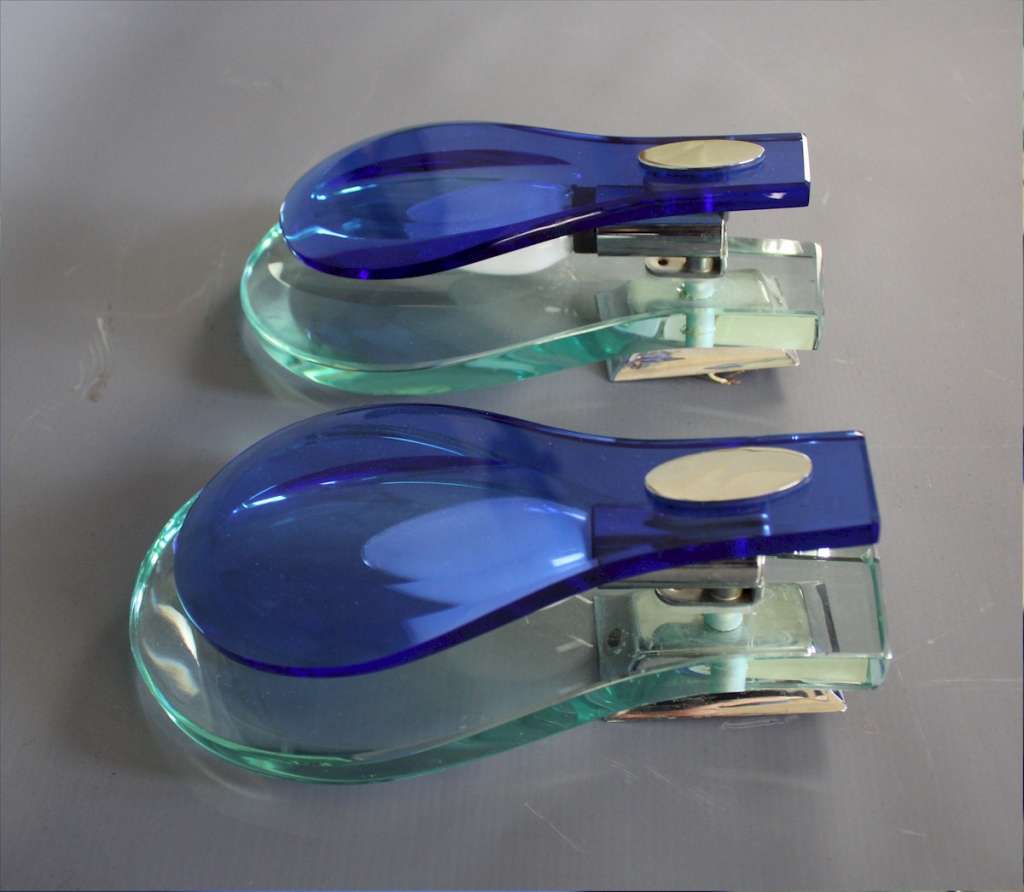 Fontana arte blue and clear glass wall lights