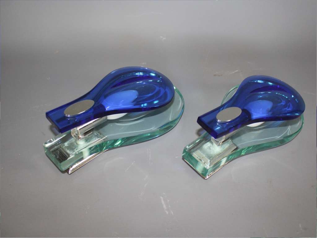 Fontana arte blue and clear glass wall lights