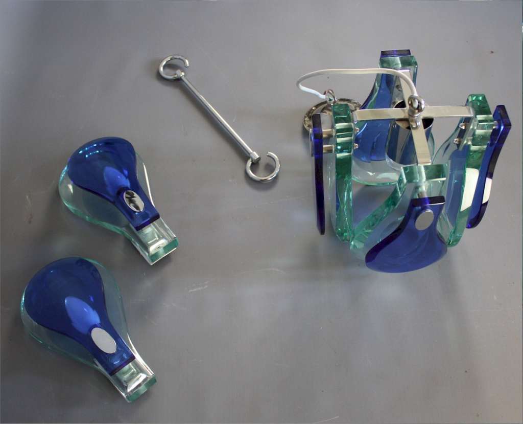 Fontana arte blue and clear glass wall lights