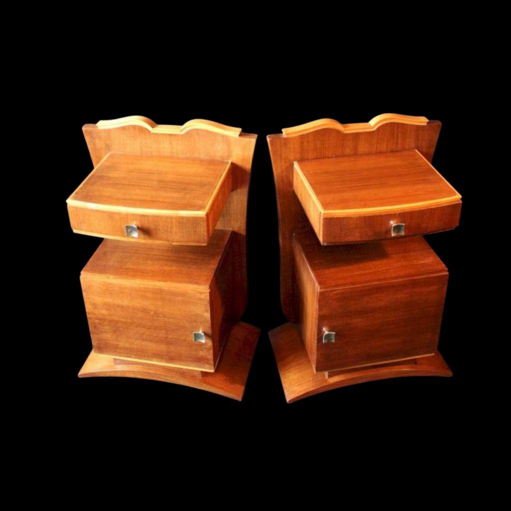 Art Deco walnut bedside cabinets