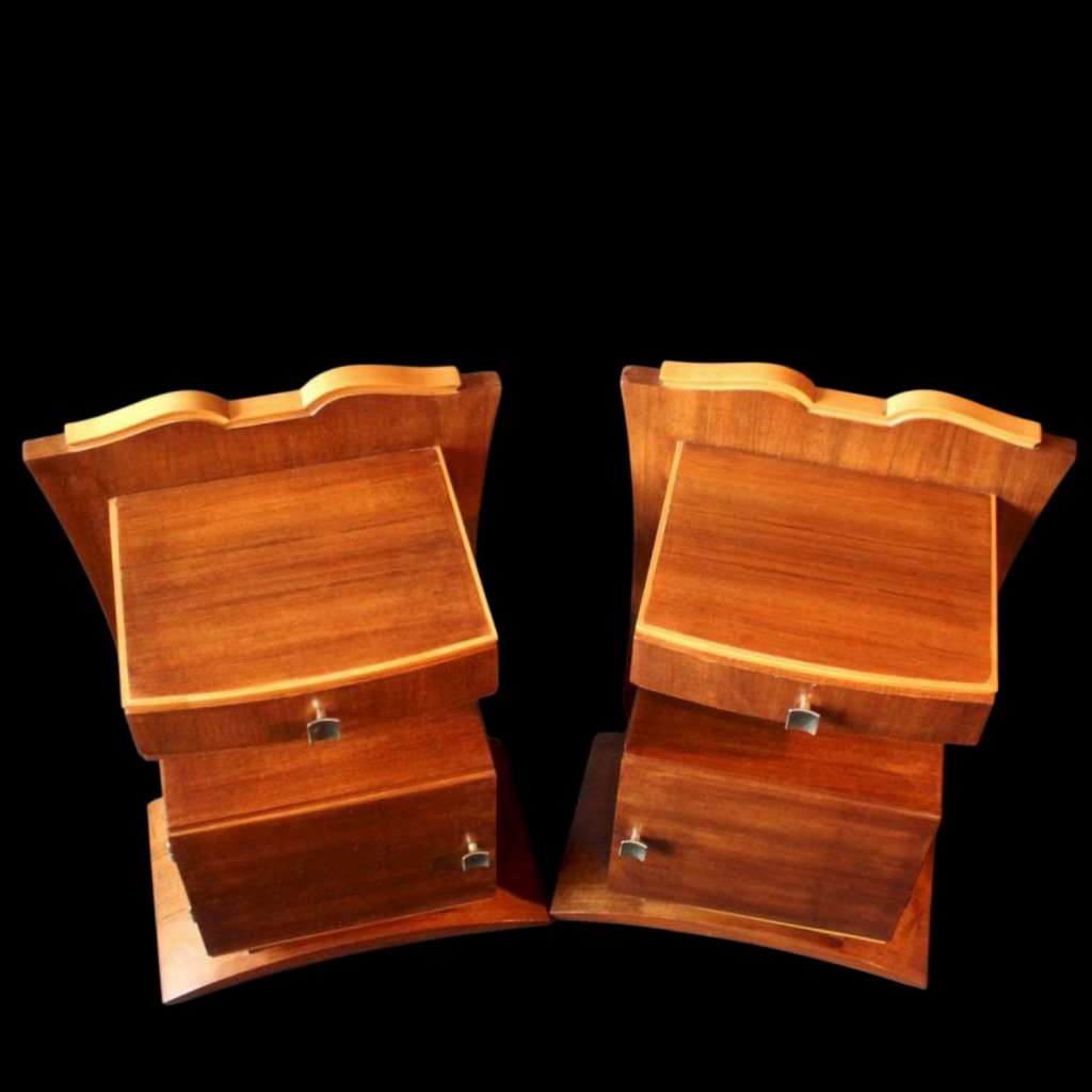 Art Deco walnut bedside cabinets