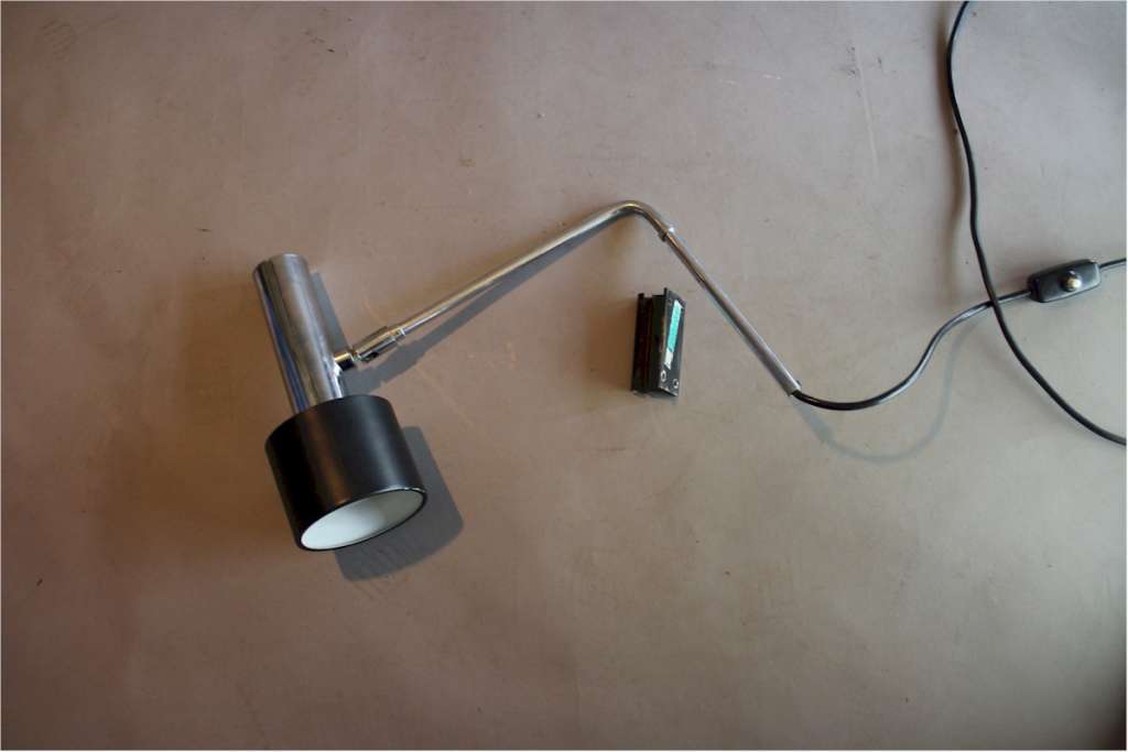 1970's chrome and black German wall light