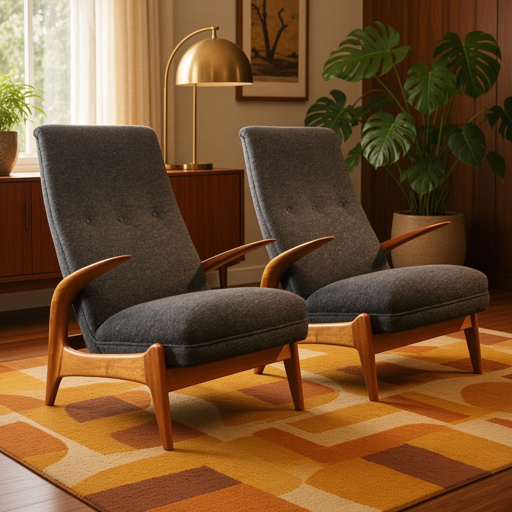 Pair Of Mid Century Rock 'N' Rest Teak Armchairs By Gimson & Slater