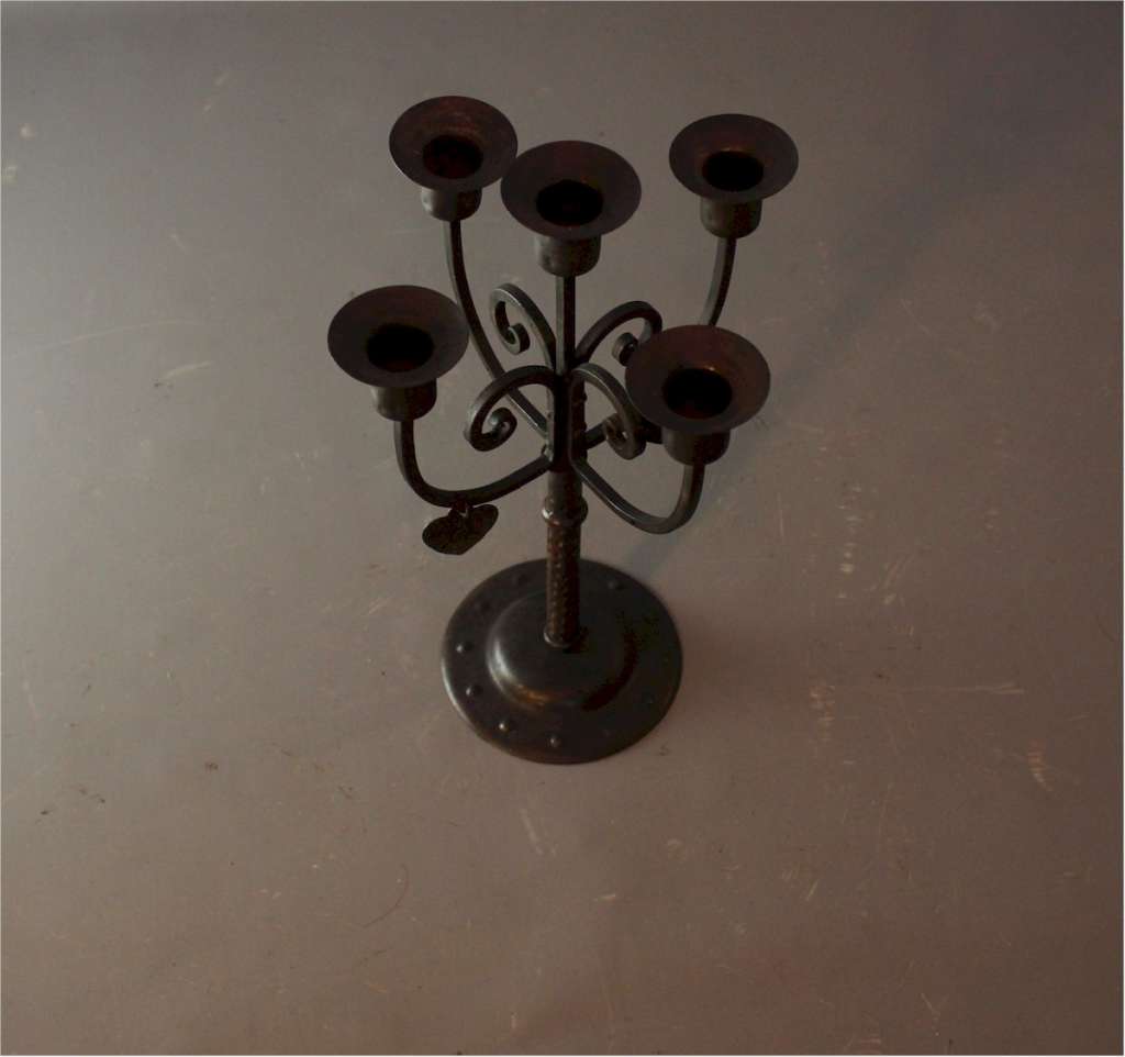 Goberg 5 branch arts and crafts candelabra