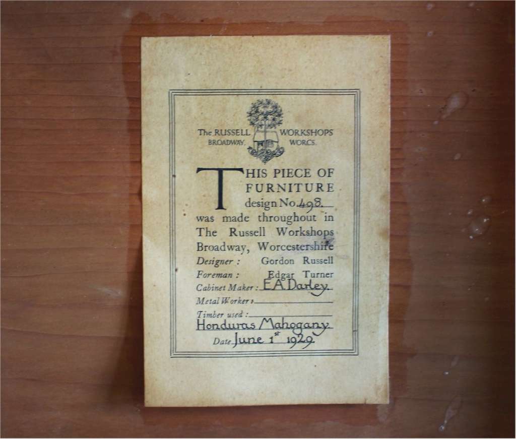 Gordon Russell with paper label bedside cabinet