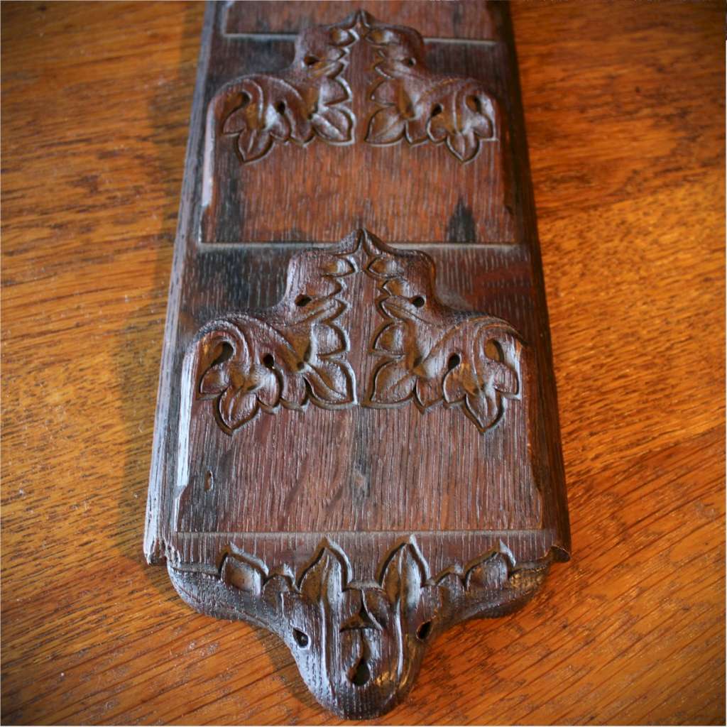 Gothic Revival carved oak letter rack