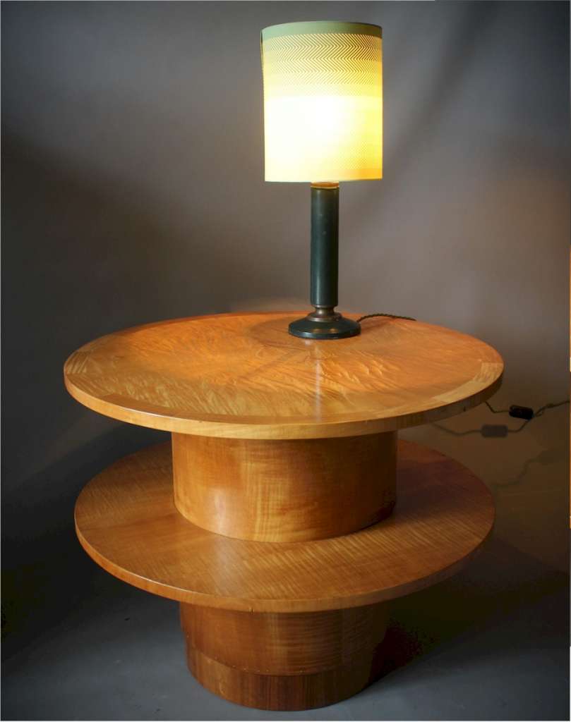 Table lamp green leather French 1940's