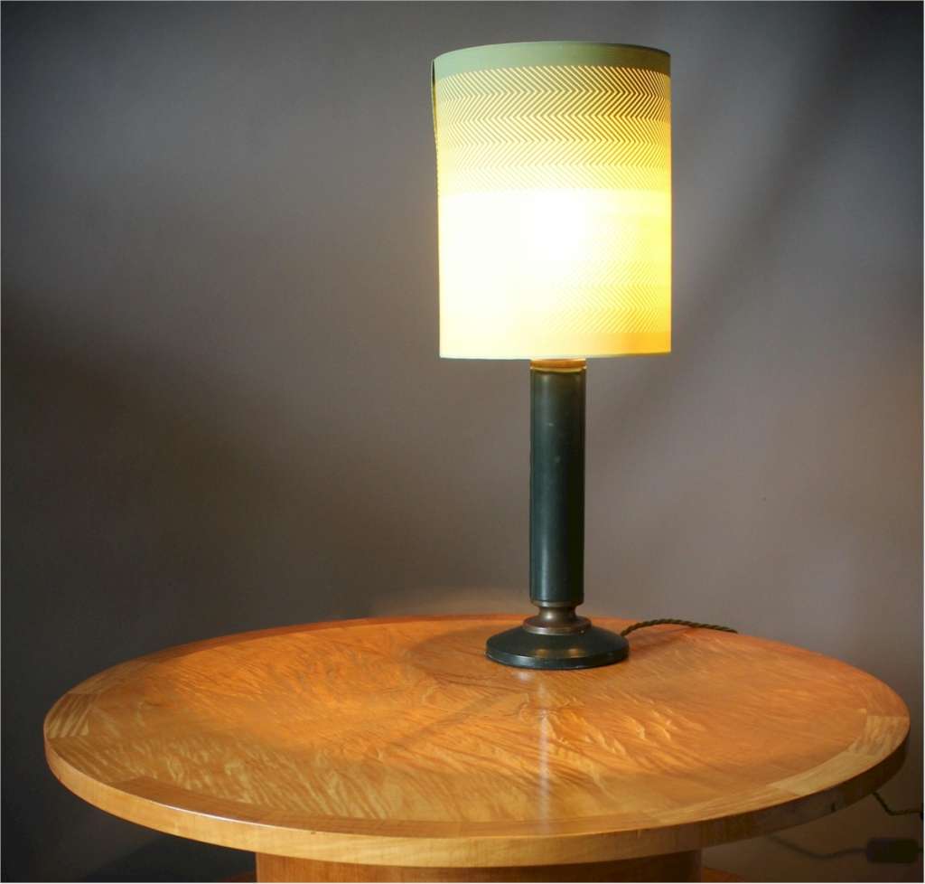 Table lamp green leather French 1940's