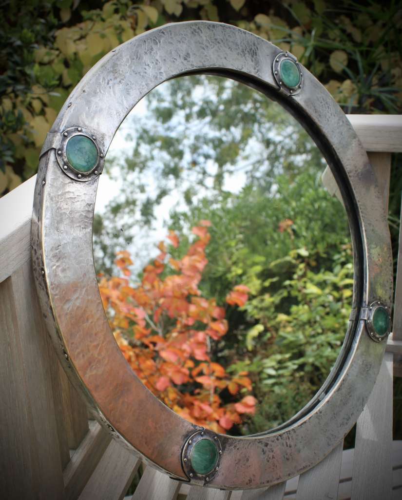 Arts and Crafts Ruskin roundel mirror