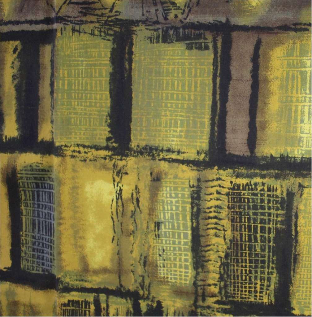 A Bale of geometric green and yellow fabric 1970's