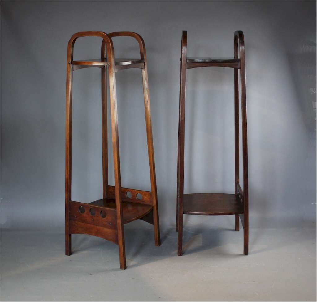 Josef Hoffmann for Thonet pair of bentwood plant stands