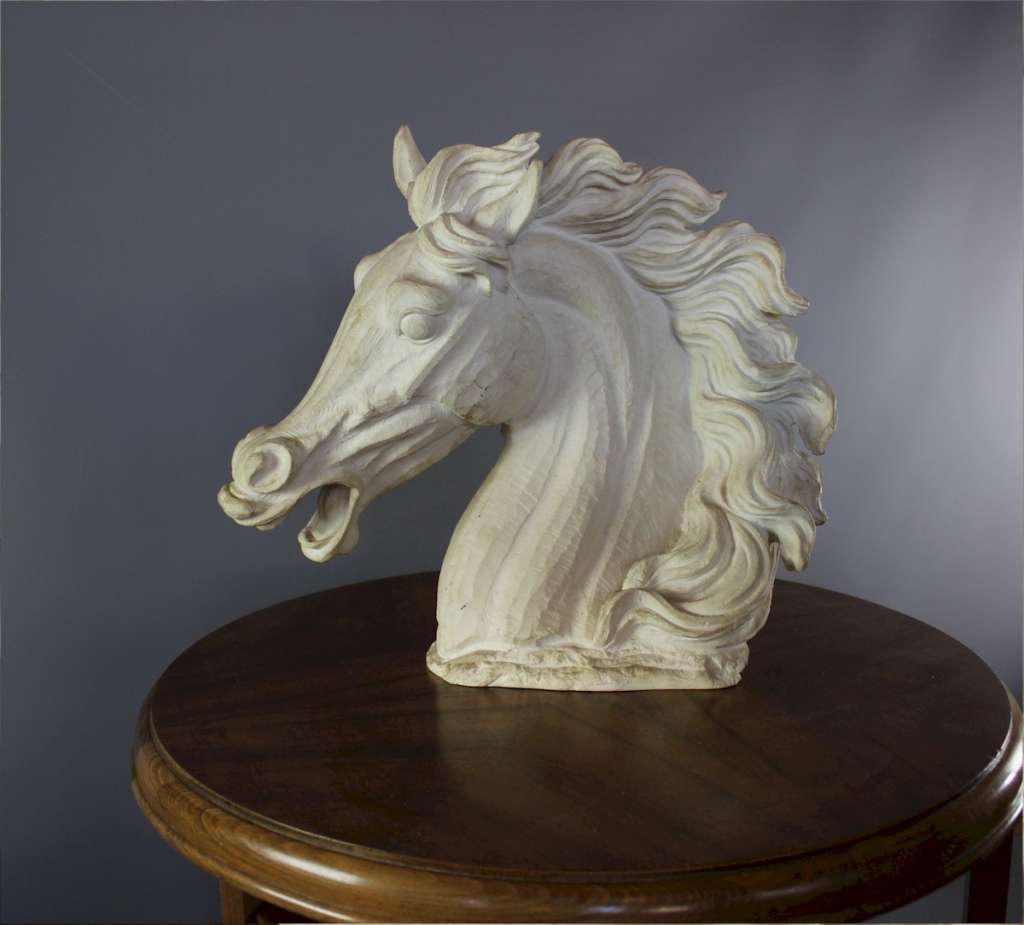 Impressive horse head sculpture