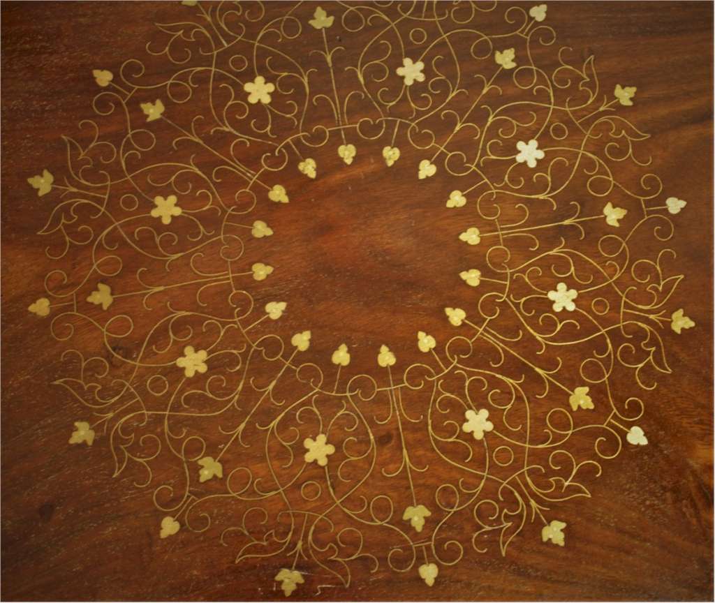Anglo Indian brass Inlaid Octagonal Side Table