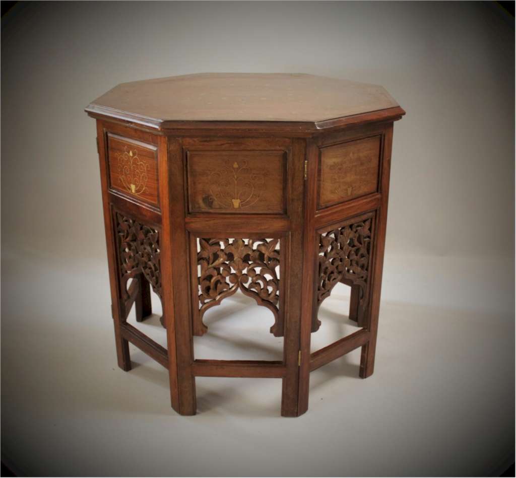 Anglo Indian brass Inlaid Octagonal Side Table