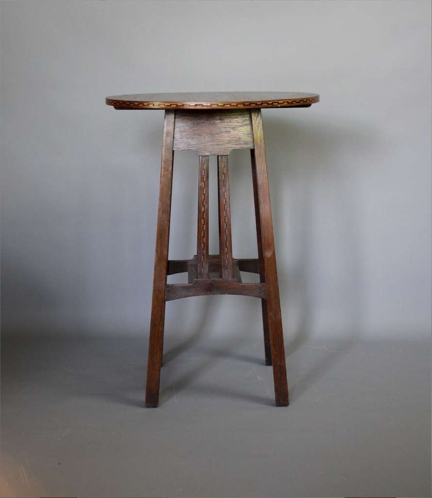 Inlaid arts and crafts oak table
