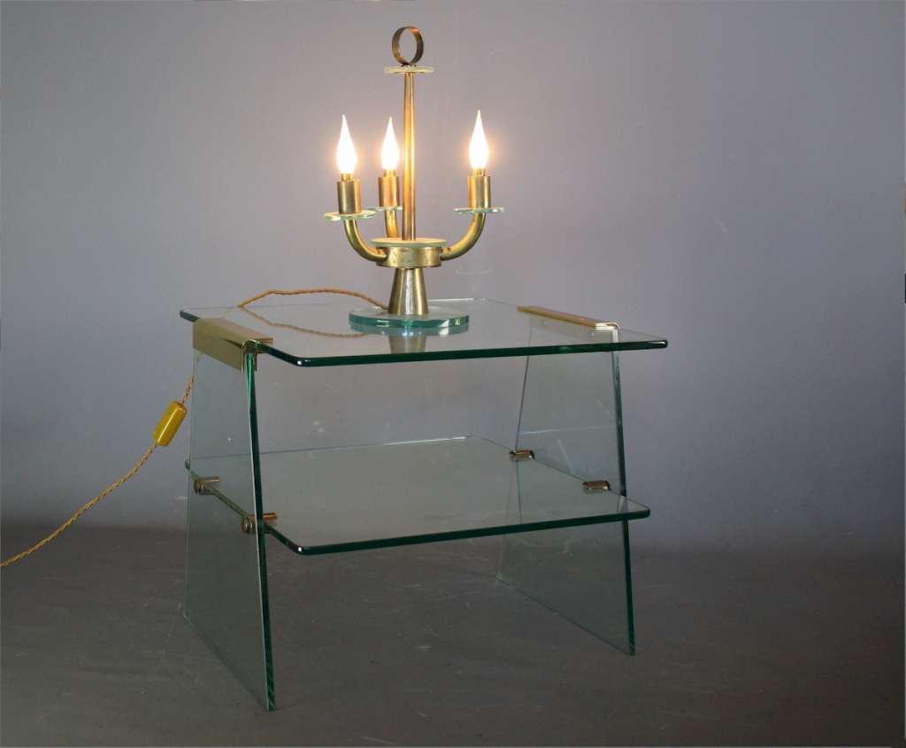 Italian 1950's glass and brass table lamp