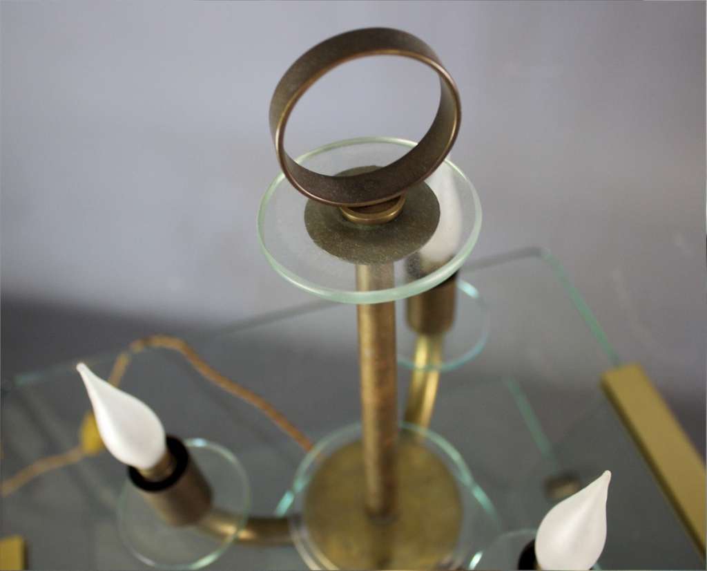 Italian 1950's glass and brass table lamp