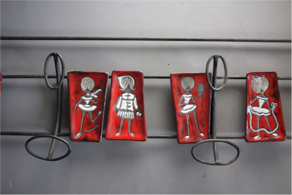 Mid Century Italian hatrack iron and ceramic