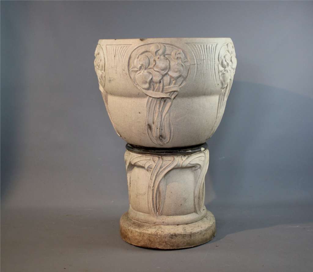 Rare large LeFco art nouveau jardiniere and stand