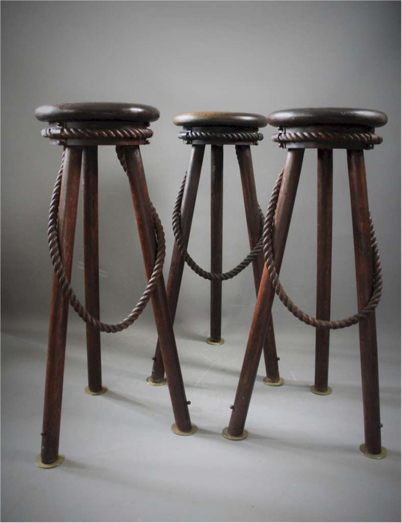 Set of 3 Bar Stools Nautical theme