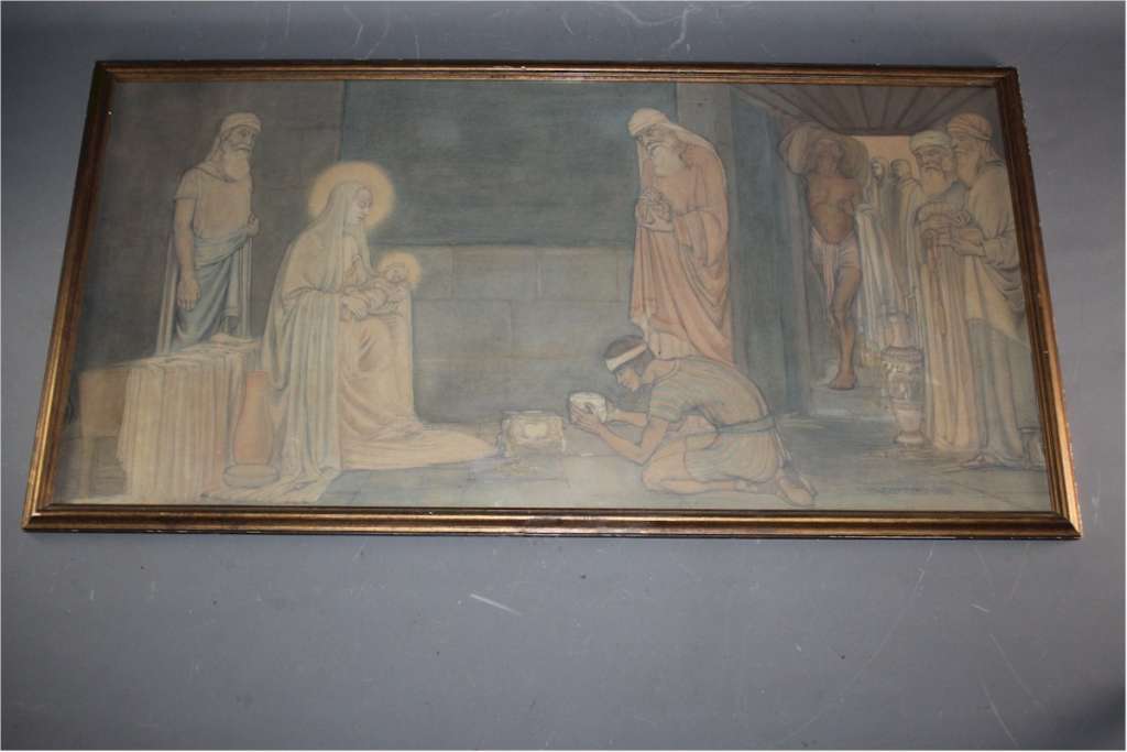 Arts and Crafts pencil and watercolour by Mary Cherrie Gough