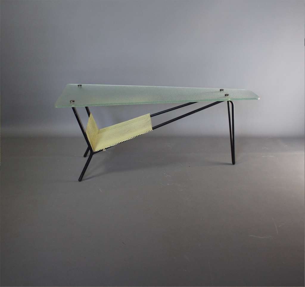 French glass coffee / end table designed by Robert Mathieu